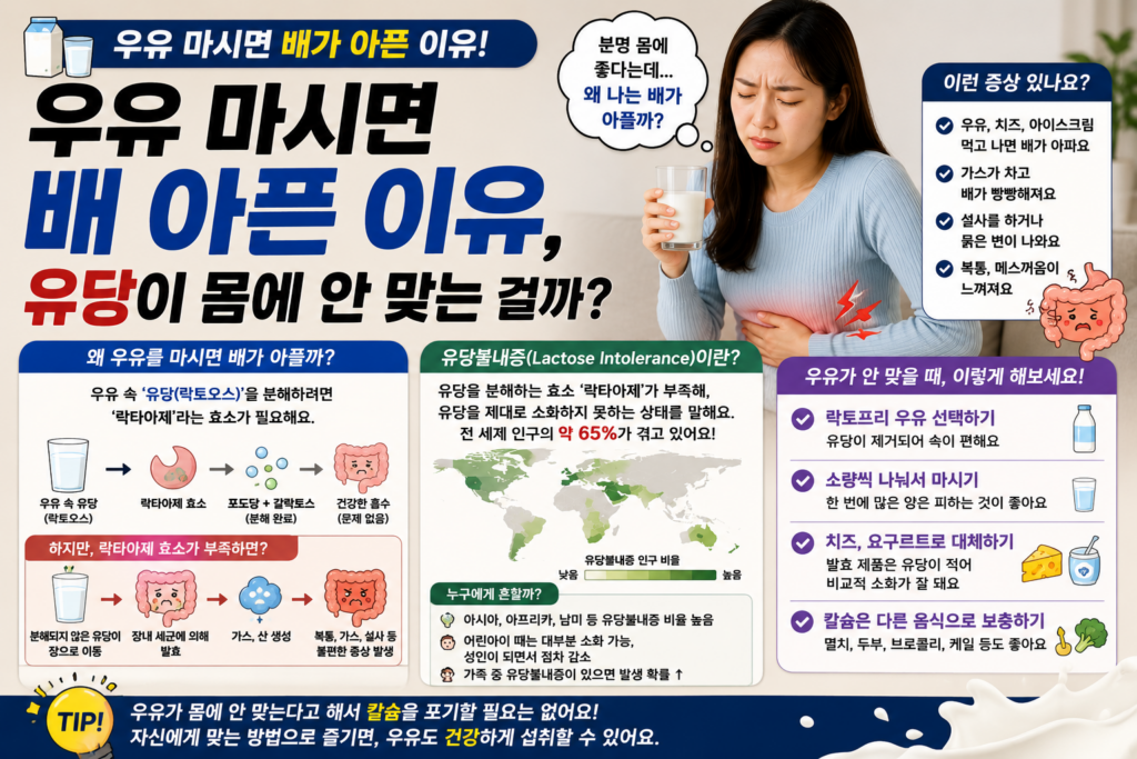 우유 마시면 배 아픈 이유, 유당이 몸에 안 맞는 걸까?