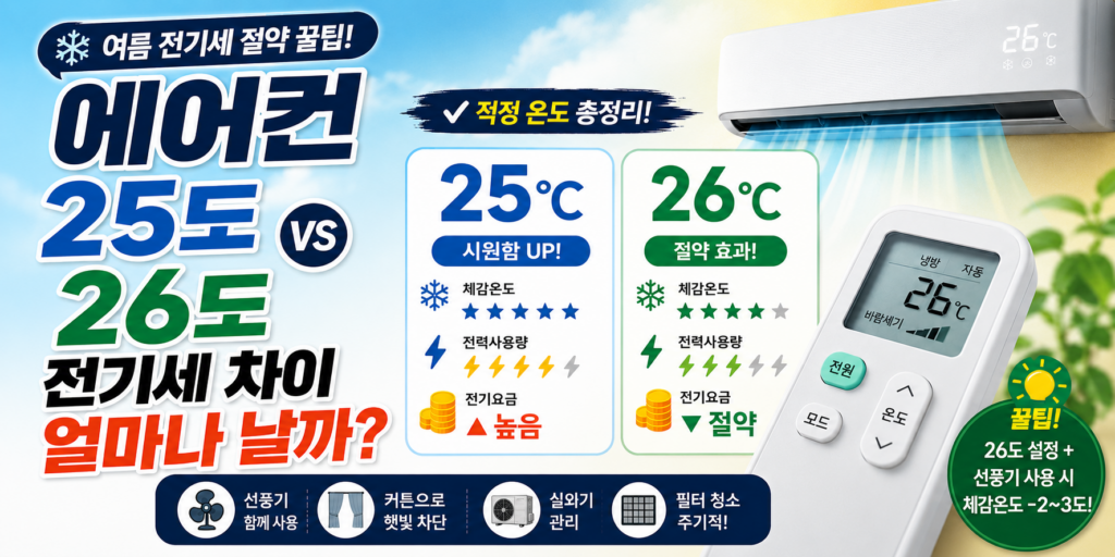 에어컨 25도 26도 전기요금 차이 | 적정 온도 총정리